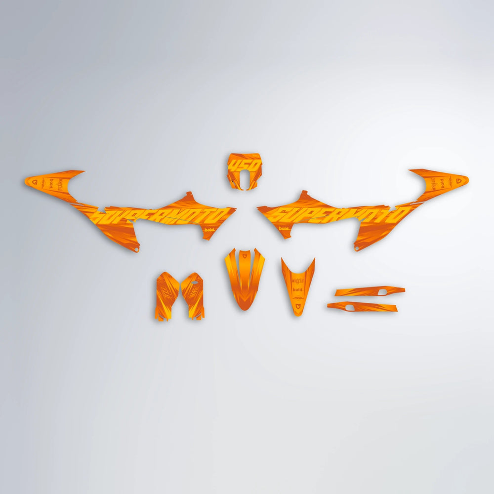 GEBEL V5 Stark Varg MX graphics kit parts layout in Orange