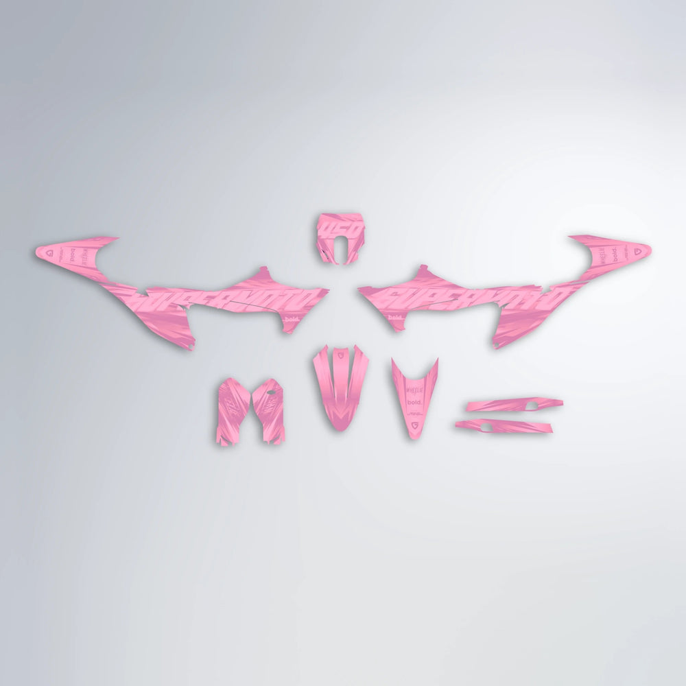 GEBEL V5 Stark Varg MX graphics kit parts layout in Sakura Pink