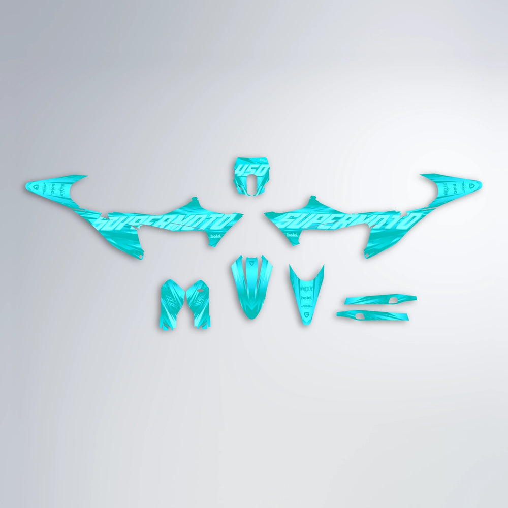 GEBEL V5 Stark Varg MX graphics kit parts layout in Teal