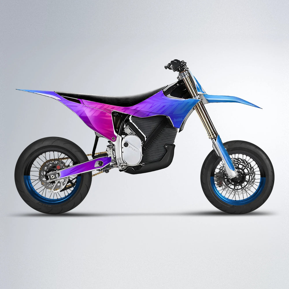 GEBEL V5 Stark Varg SM supermoto graphics kit in Blue Purple Fade