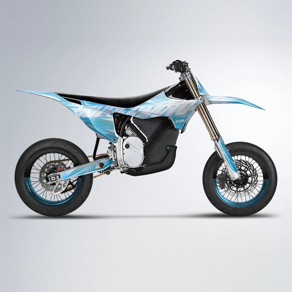 GEBEL V5 Stark Varg SM supermoto graphics kit in Light Blue & White
