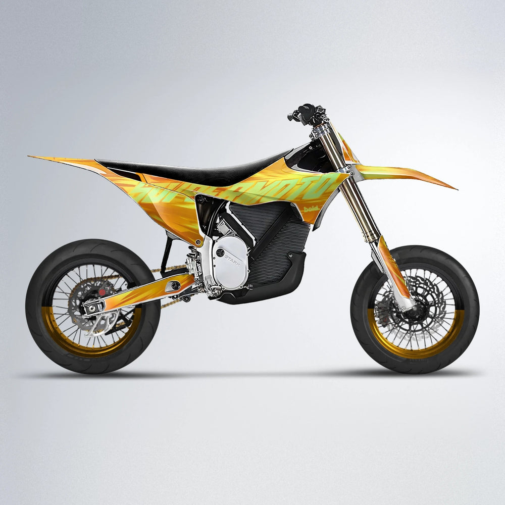 GEBEL V5 Stark Varg SM supermoto graphics kit in Orange & Yellow