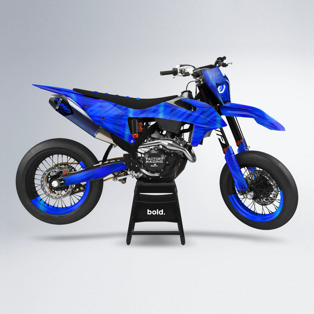 GEBEL V5 supermoto graphics kit in Blue Chrome