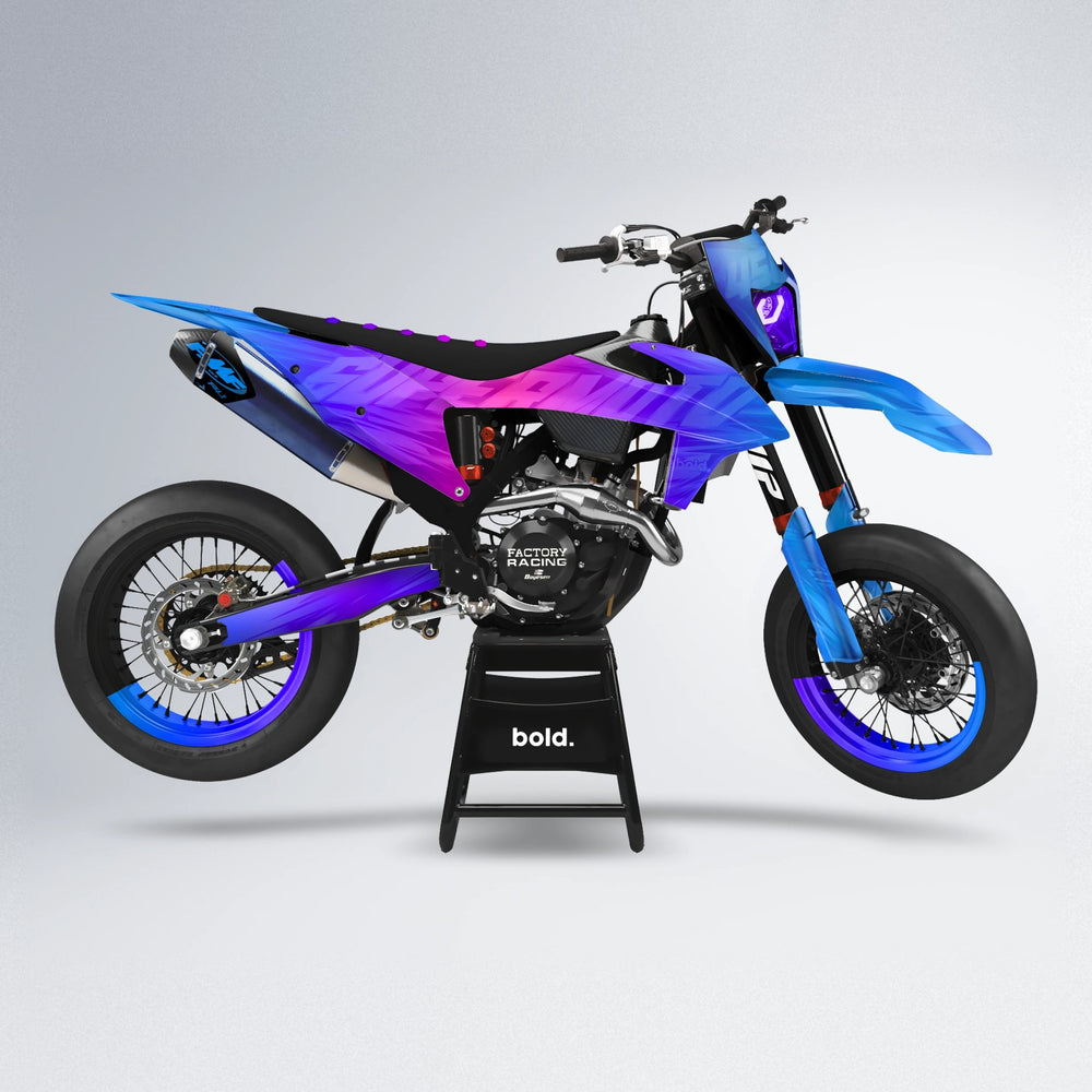 GEBEL V5 supermoto graphics kit in Blue Purple Fade