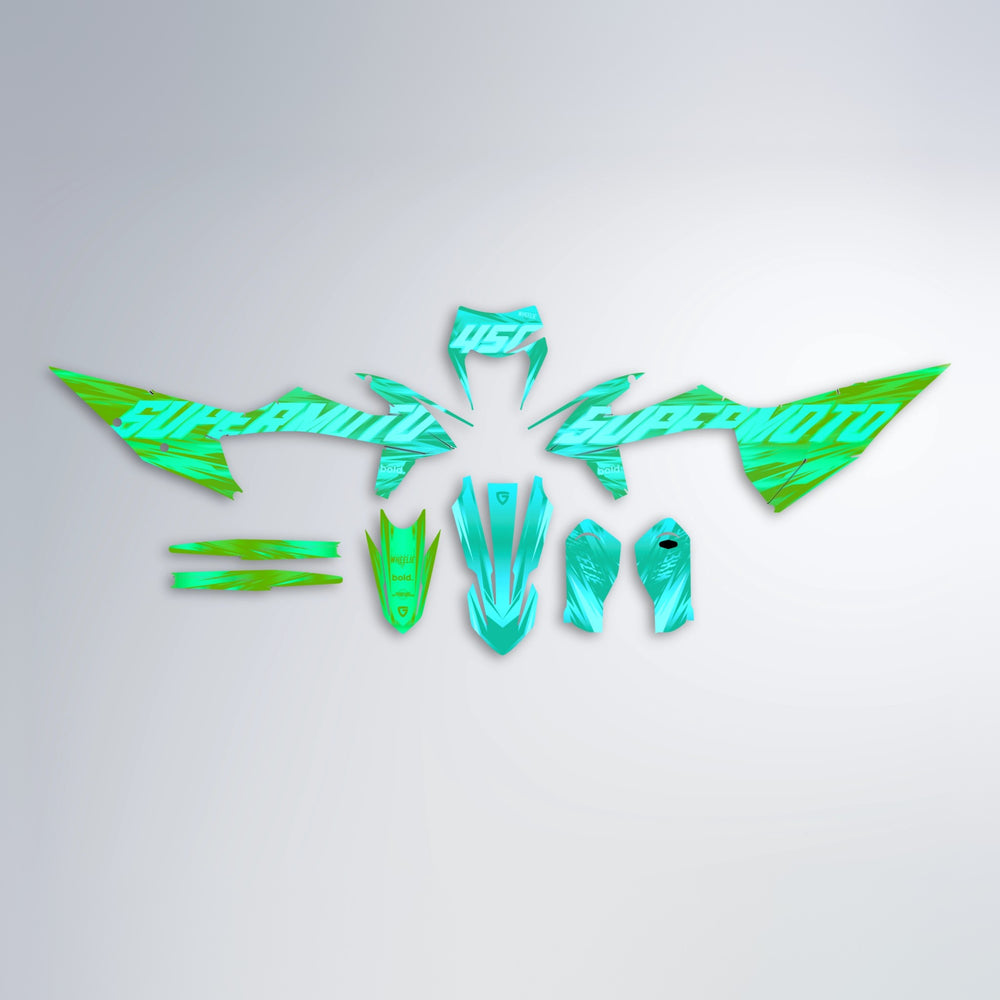 GEBEL V5 graphics kit parts layout in Cyan & Green