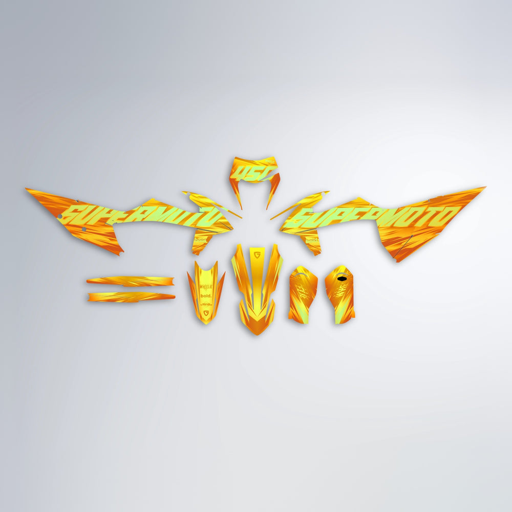 GEBEL V5 graphics kit parts layout in Orange & Yellow