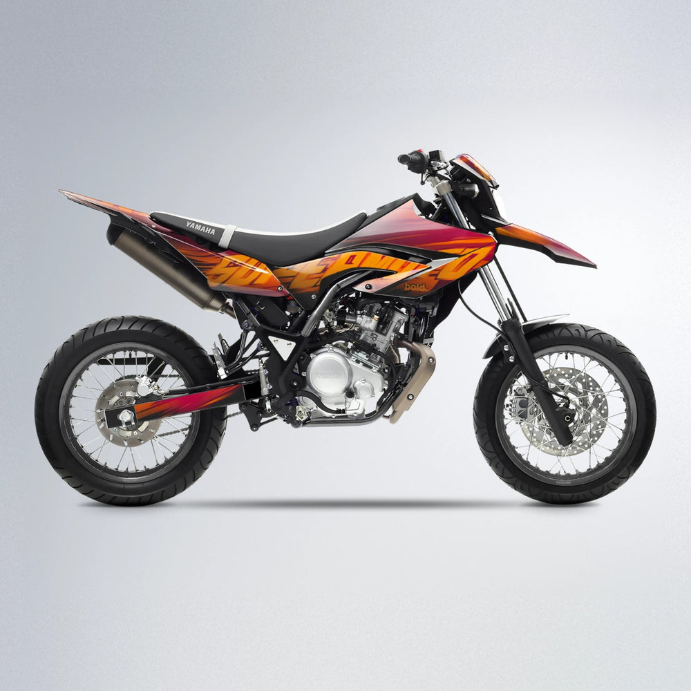 GEBEL V5 Yamaha WR 125X supermoto graphics kit in Black & Red