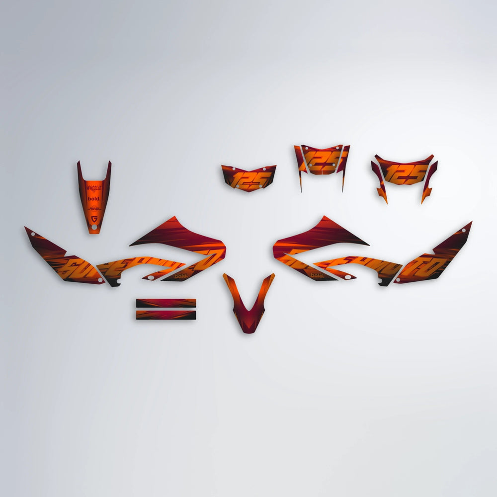 GEBEL V5 Yamaha WR 125X graphics kit parts layout in Black & Red
