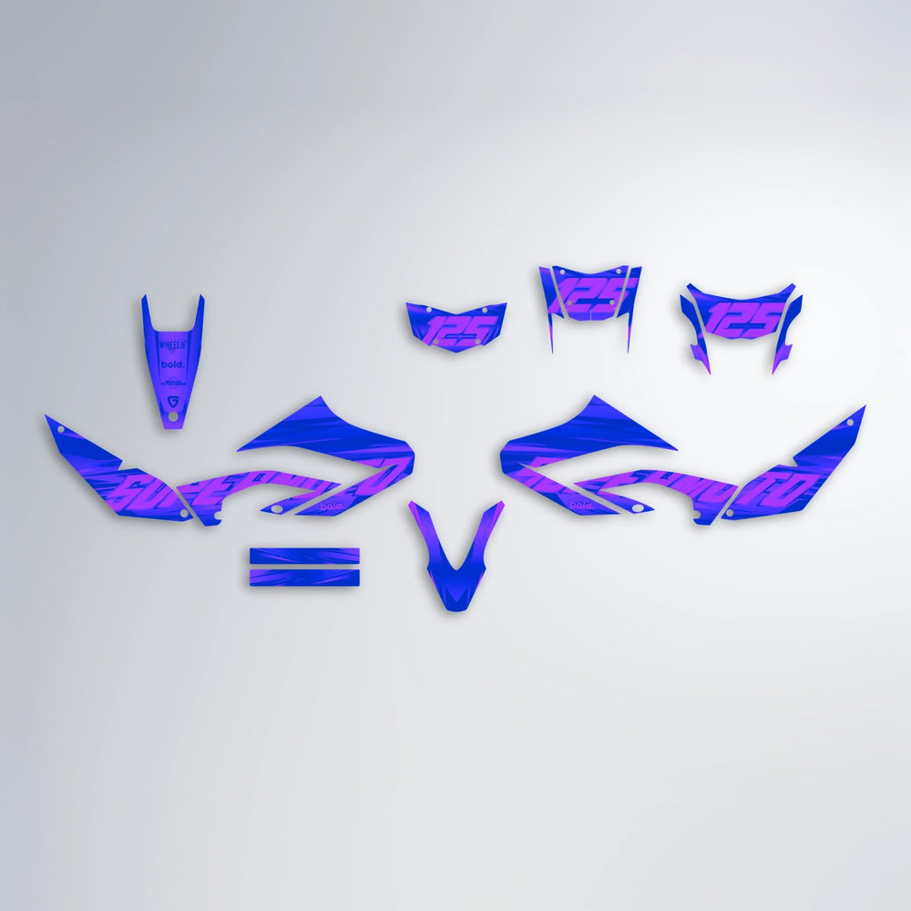 GEBEL V5 Yamaha WR 125X graphics kit parts layout in Blue