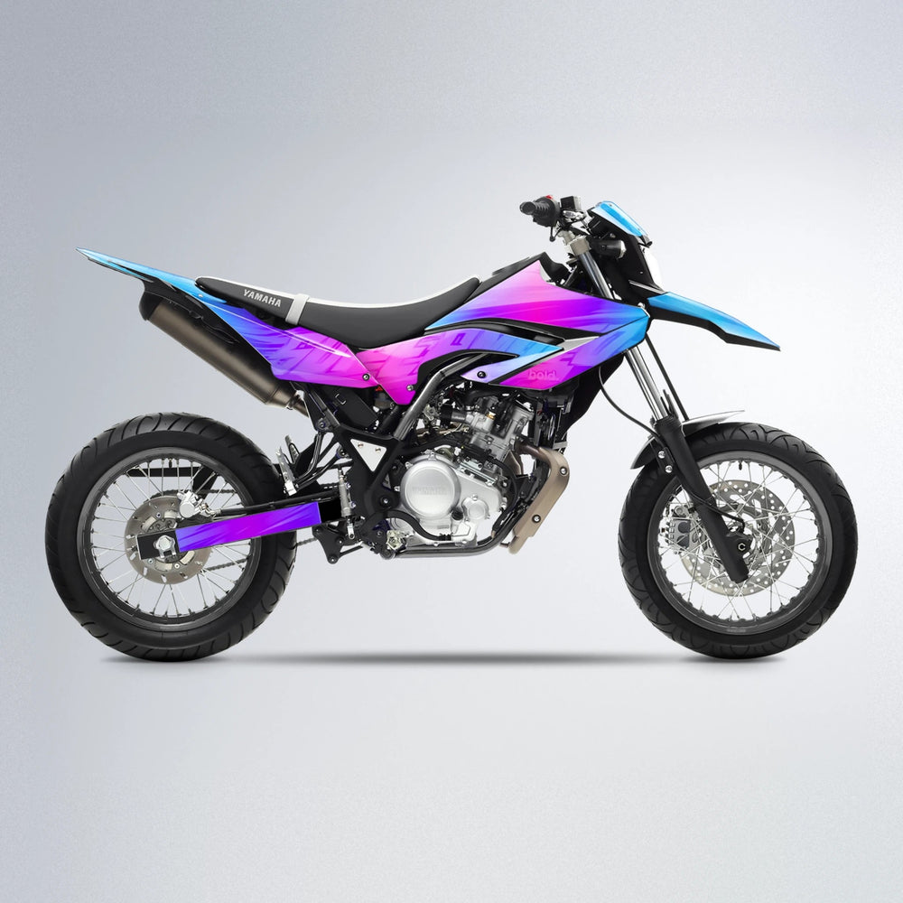 GEBEL V5 Yamaha WR 125X supermoto graphics kit in Blue Purple Fade