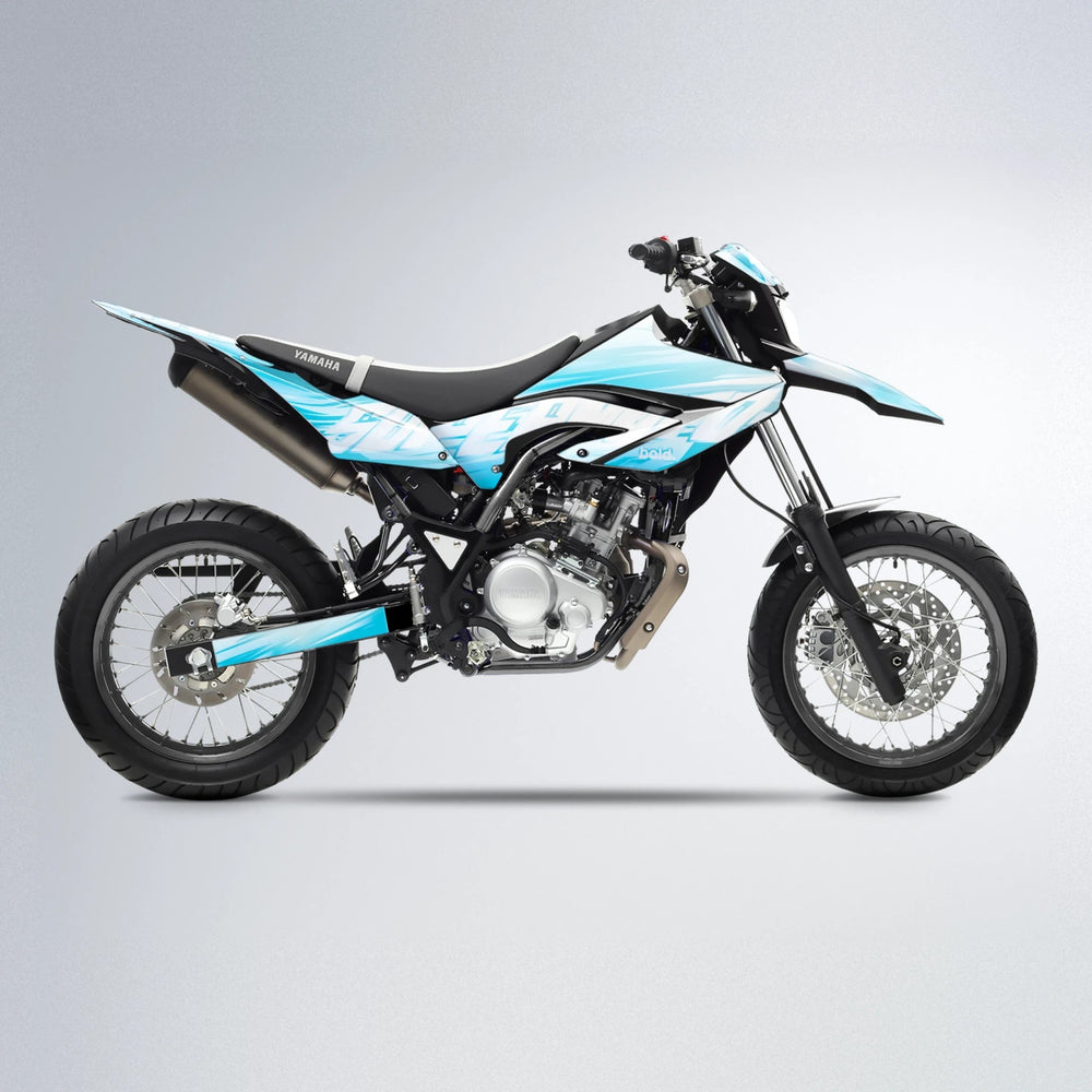 GEBEL V5 Yamaha WR 125X supermoto graphics kit in Light Blue & White