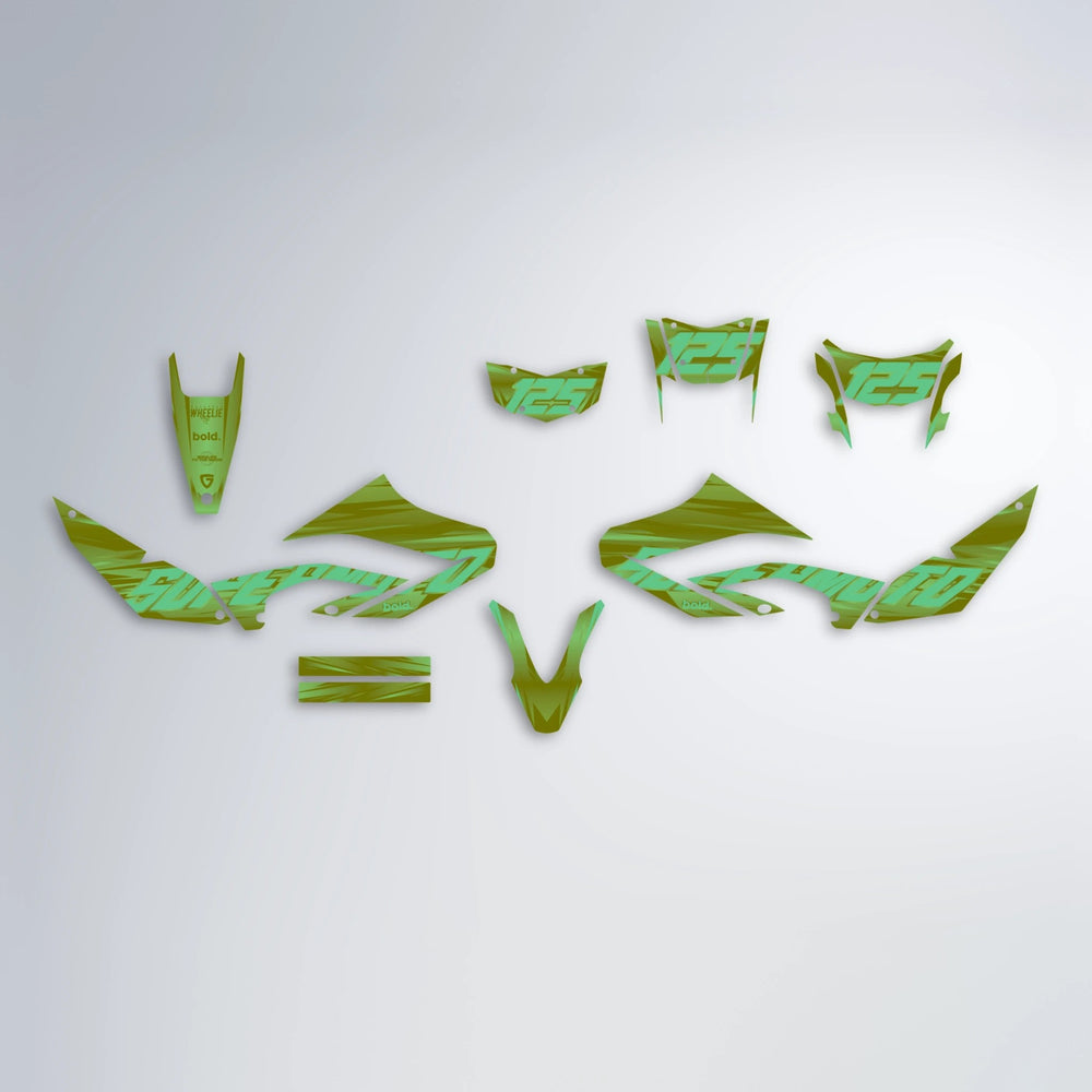 GEBEL V5 Yamaha WR 125X graphics kit parts layout in Olive
