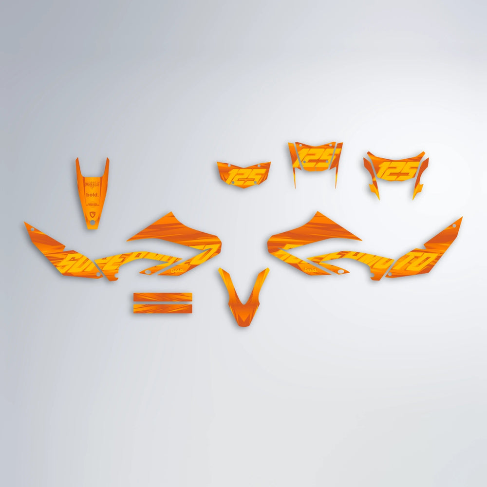 GEBEL V5 Yamaha WR 125X graphics kit parts layout in Orange