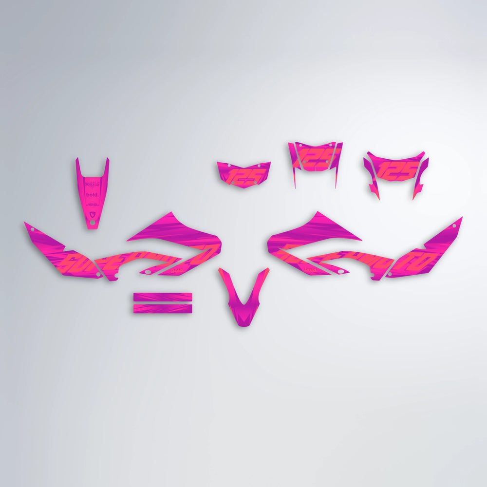 GEBEL V5 Yamaha WR 125X graphics kit parts layout in Pink