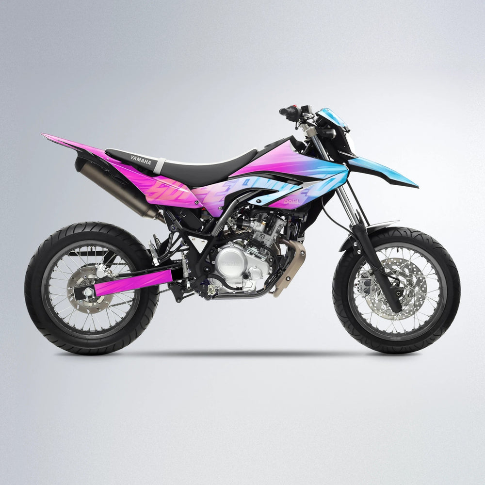 GEBEL V5 Yamaha WR 125X supermoto graphics kit in Pink & Light Blue