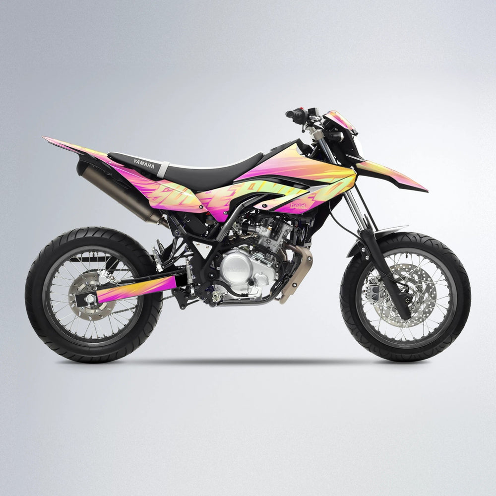 GEBEL V5 Yamaha WR 125X supermoto graphics kit in Pink & Yellow