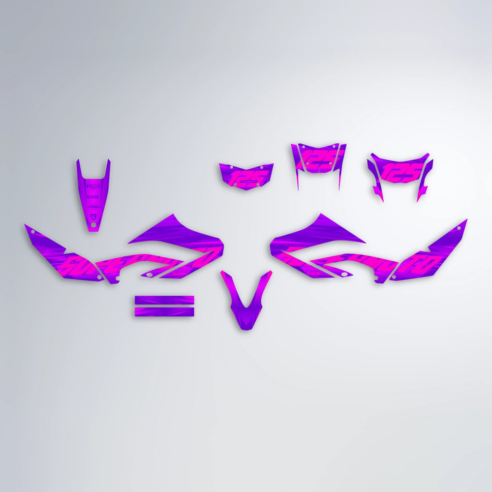 GEBEL V5 Yamaha WR 125X graphics kit parts layout in Purple