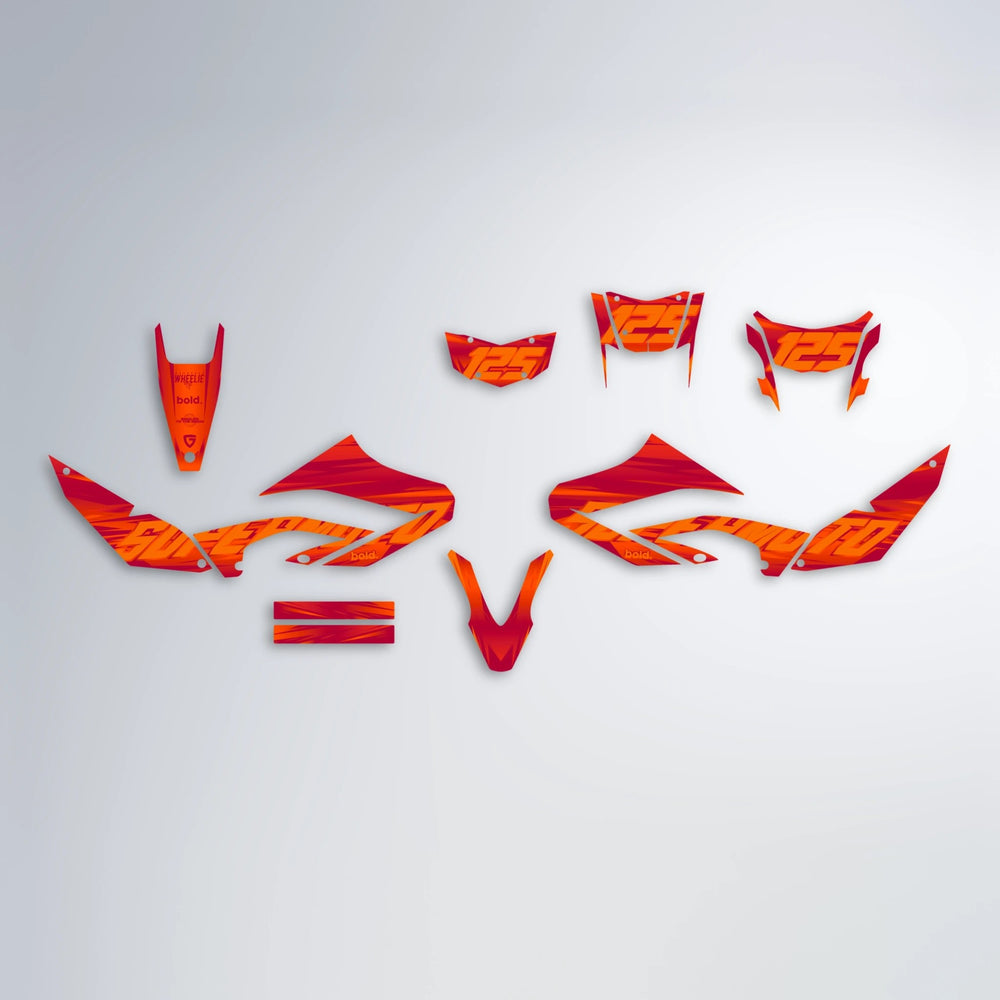 GEBEL V5 Yamaha WR 125X graphics kit parts layout in Red