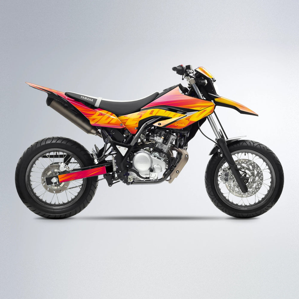 GEBEL V5 Yamaha WR 125X supermoto graphics kit in Red & Orange