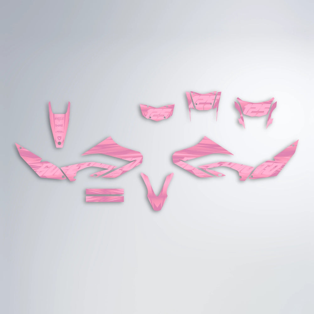 GEBEL V5 Yamaha WR 125X graphics kit parts layout in Sakura Pink