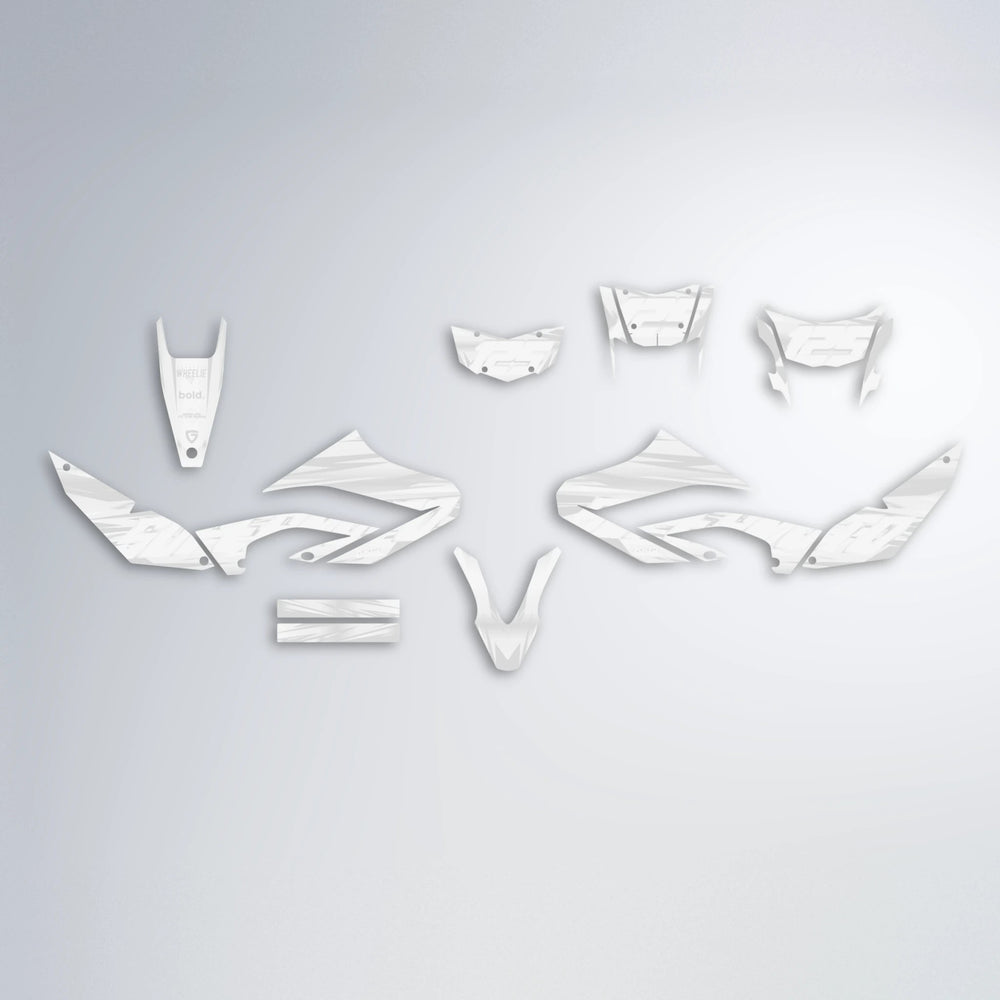 GEBEL V5 Yamaha WR 125X graphics kit parts layout in White