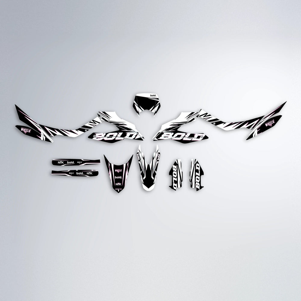 GLITCH Aprilia SX 125 graphics kit parts layout in Flamingo