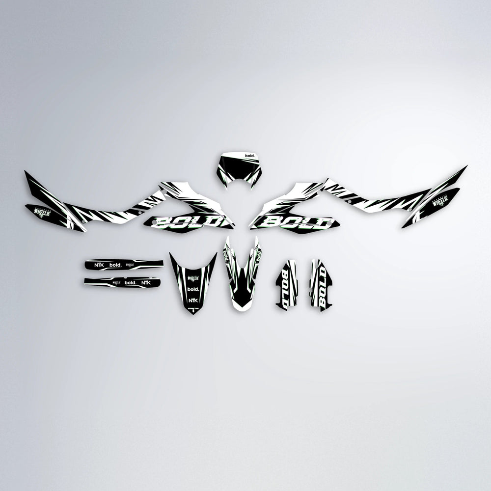 GLITCH Aprilia SX 125 graphics kit parts layout in Green