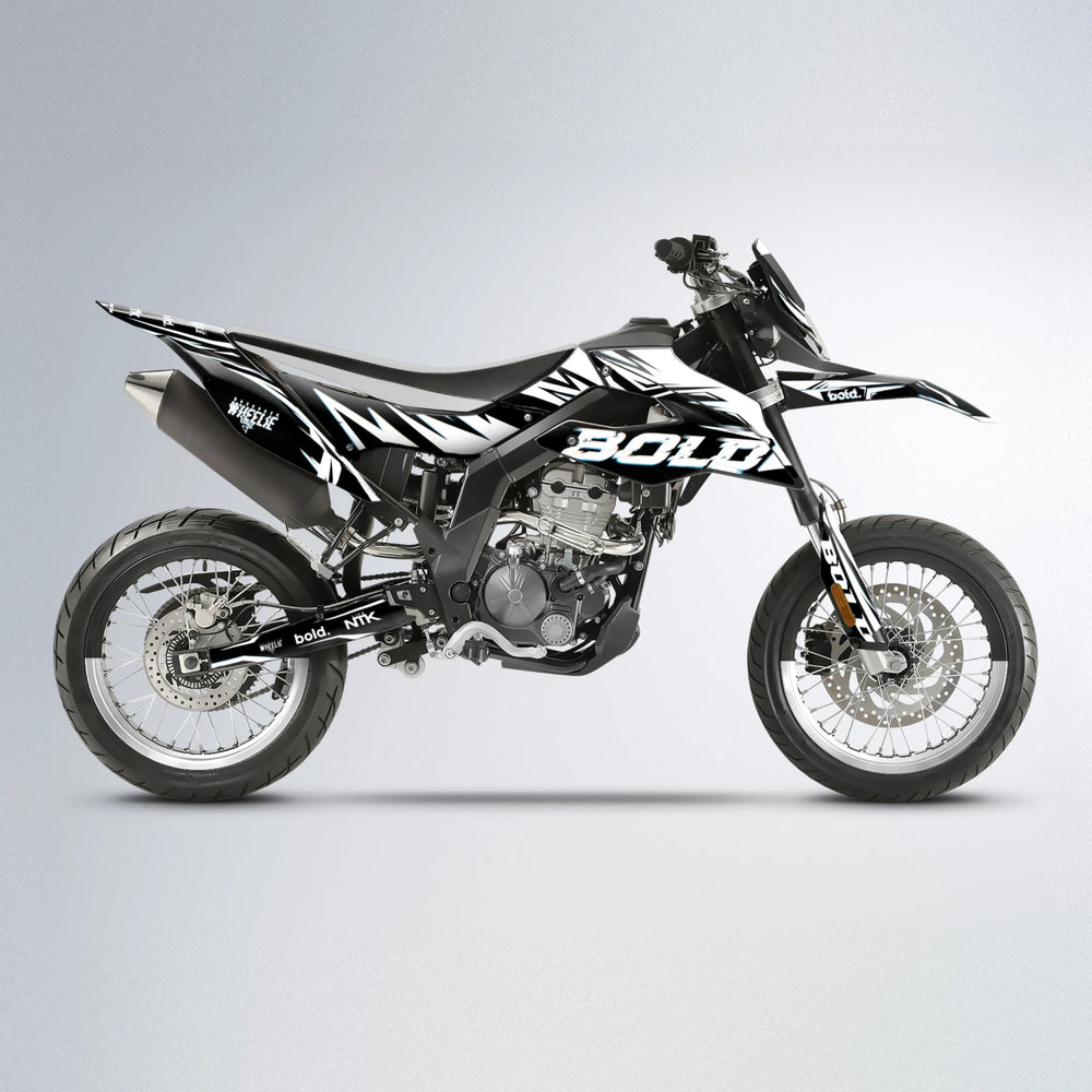 GLITCH Aprilia SX 125 supermoto graphics kit in Light Blue & White