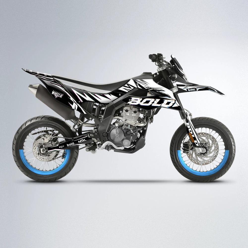GLITCH Aprilia SX 125 supermoto graphics kit in Pink & Light Blue