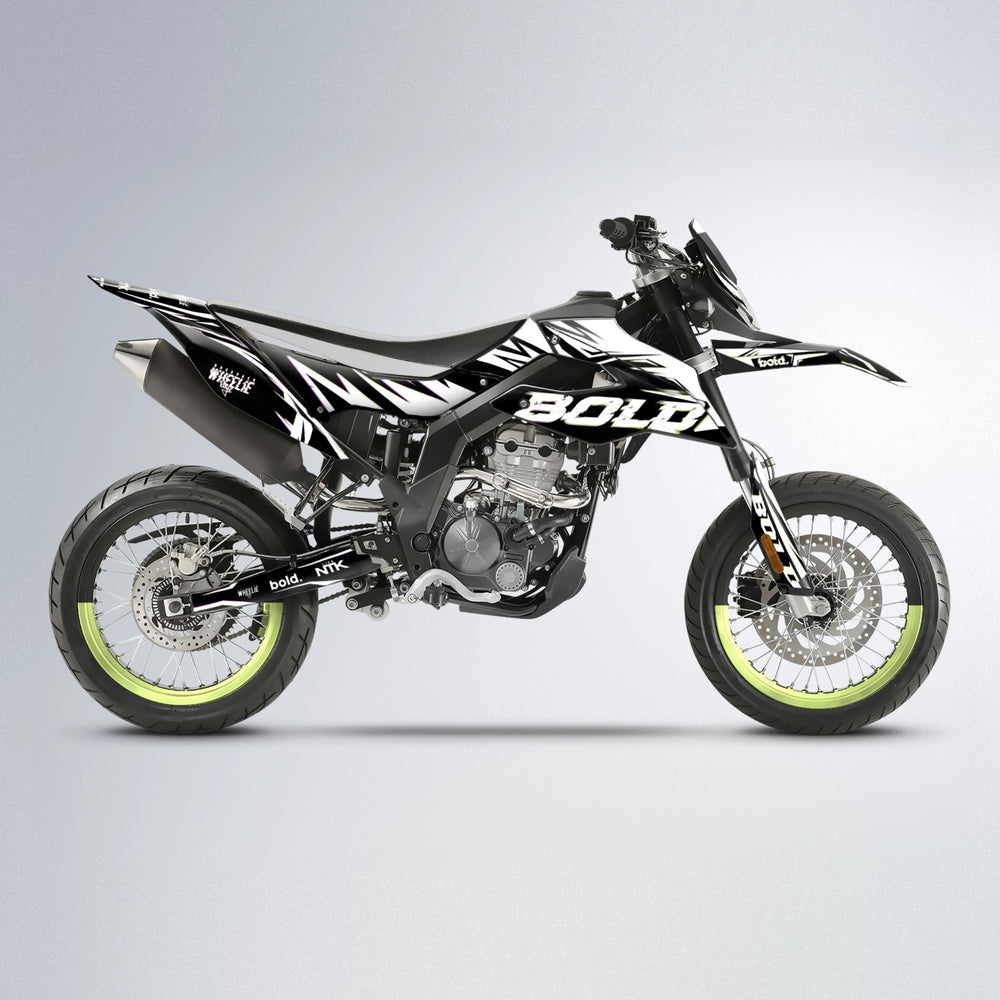 GLITCH Aprilia SX 125 supermoto graphics kit in Purple & Yellow