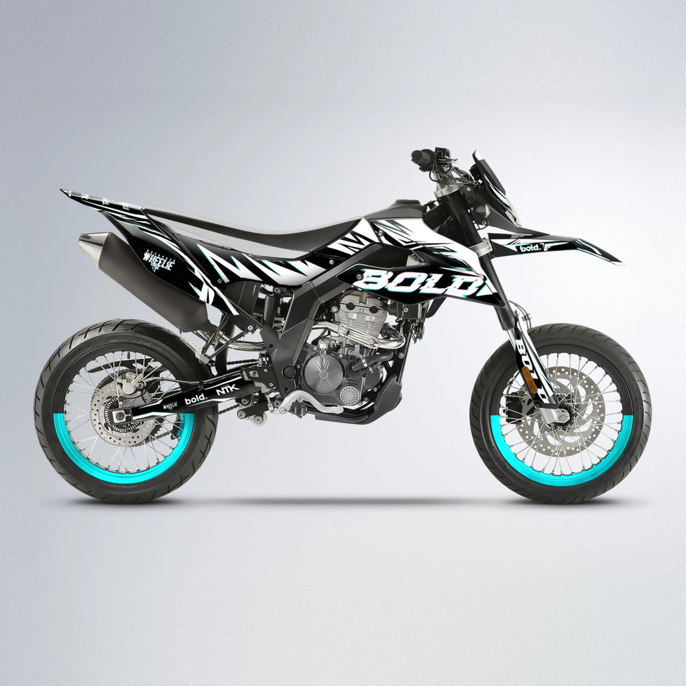 GLITCH Aprilia SX 125 supermoto graphics kit in Teal