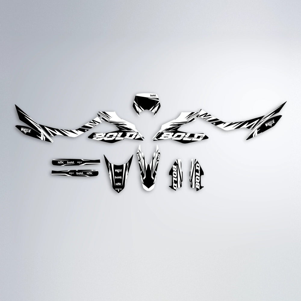 GLITCH Aprilia SX 125 graphics kit parts layout in White