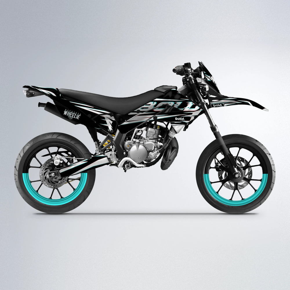 GLITCH Derbi Senda supermoto graphics kit in Black & Red