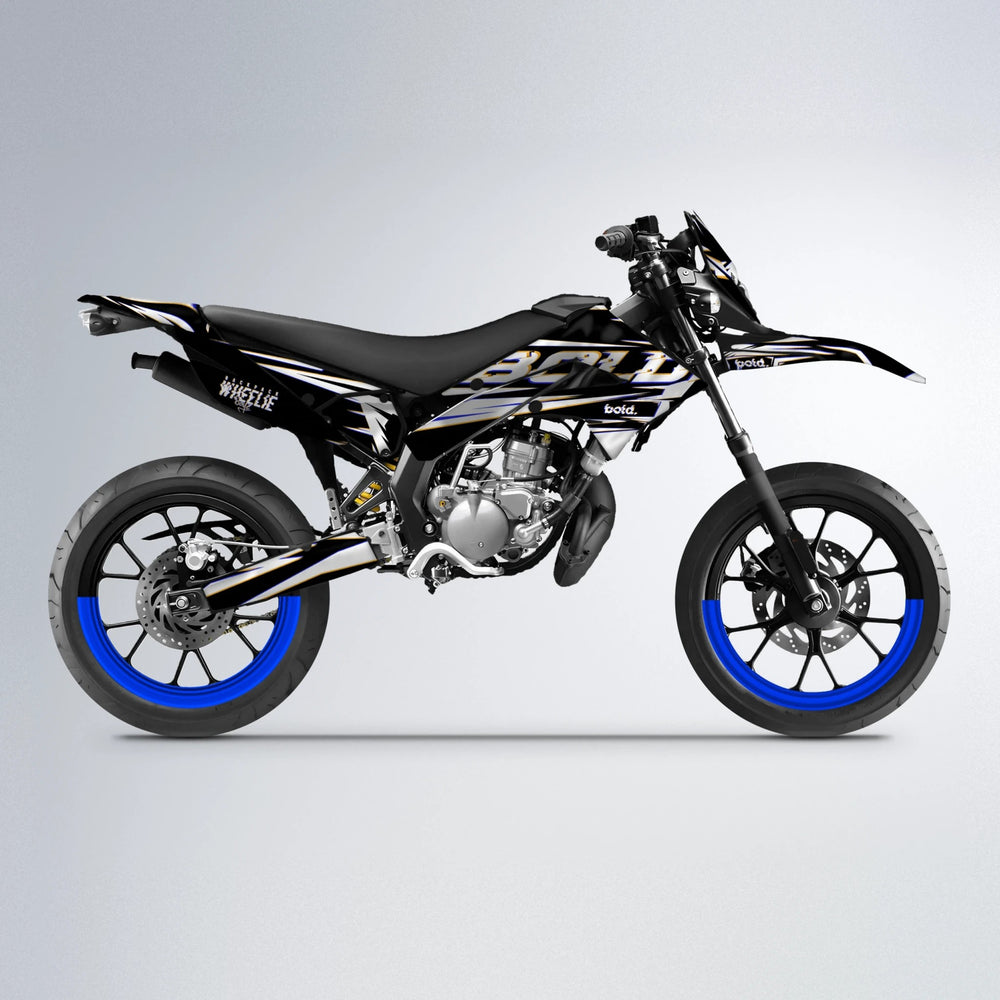 GLITCH Derbi Senda supermoto graphics kit in Blue