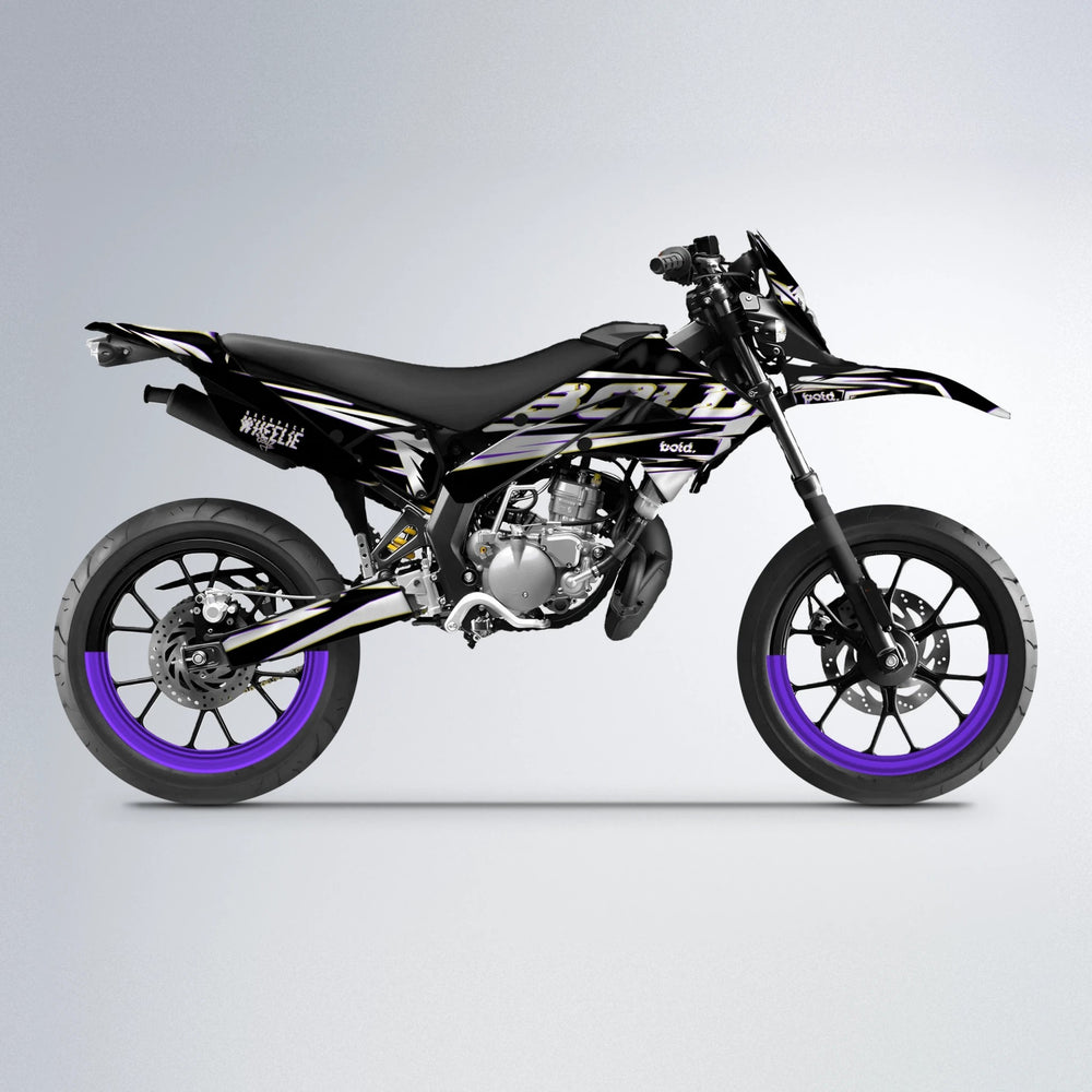 GLITCH Derbi Senda supermoto graphics kit in Purple