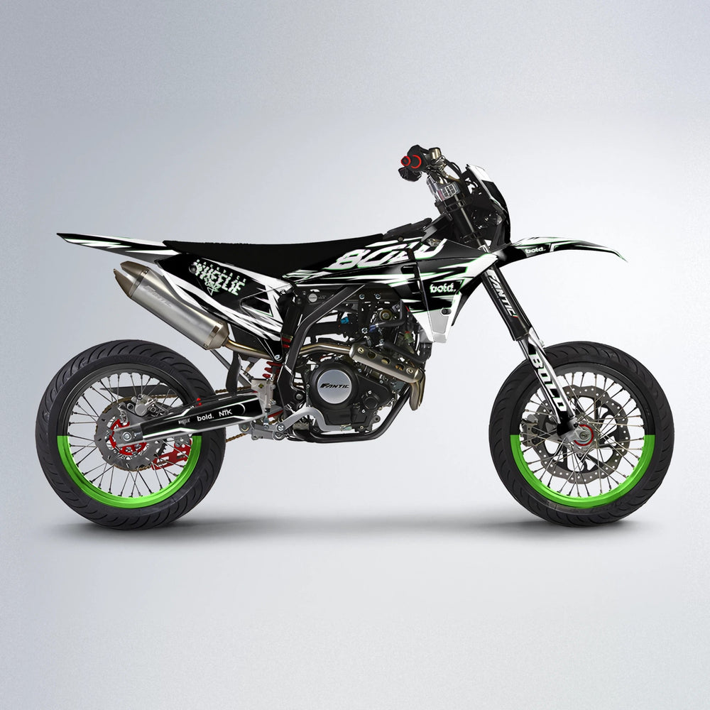 GLITCH Fantic supermoto graphics kit in Green