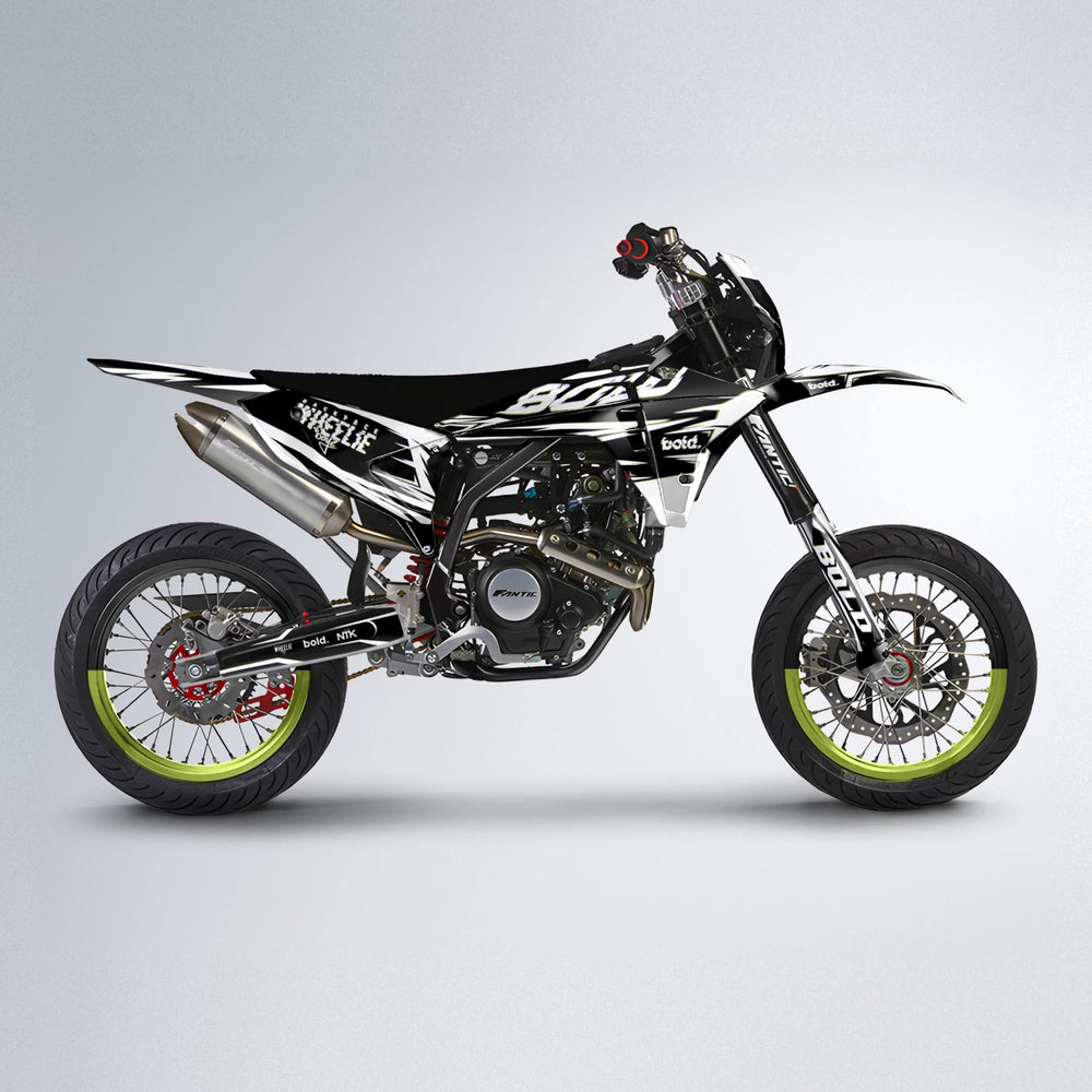 GLITCH Fantic supermoto graphics kit in Olive