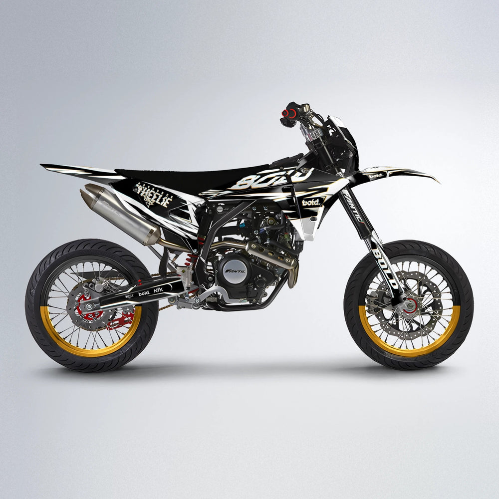 GLITCH Fantic supermoto graphics kit in Orange & Yellow