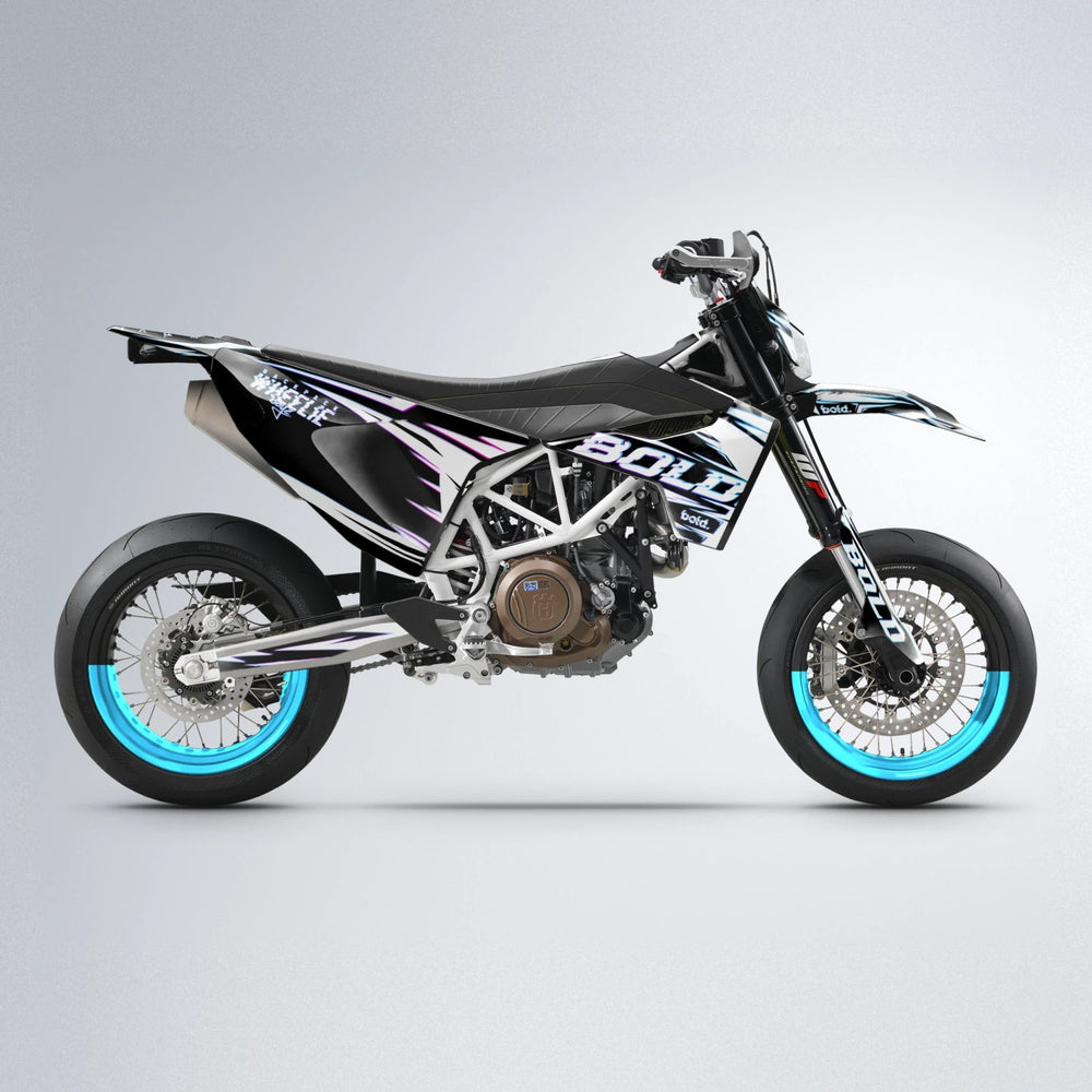 GLITCH Husqvarna 701 supermoto graphics kit in Blue Purple Fade