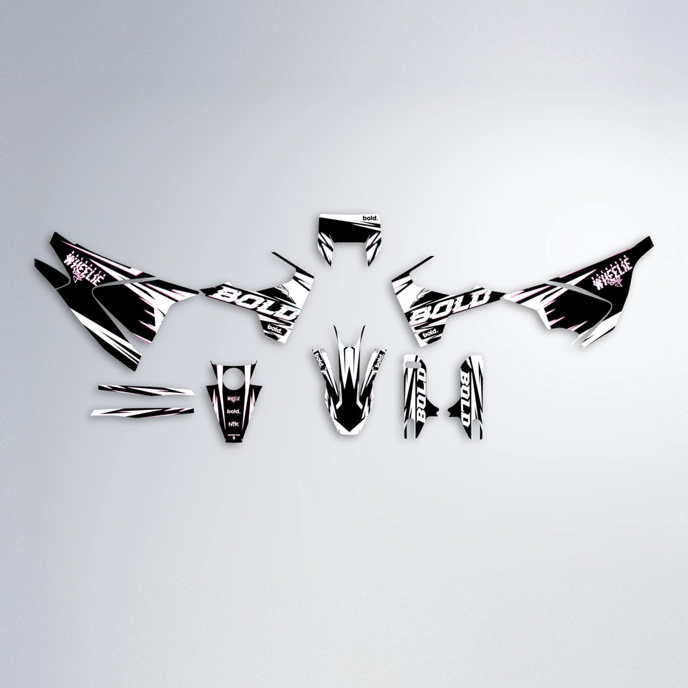GLITCH Husqvarna 701 graphics kit parts layout in Flamingo