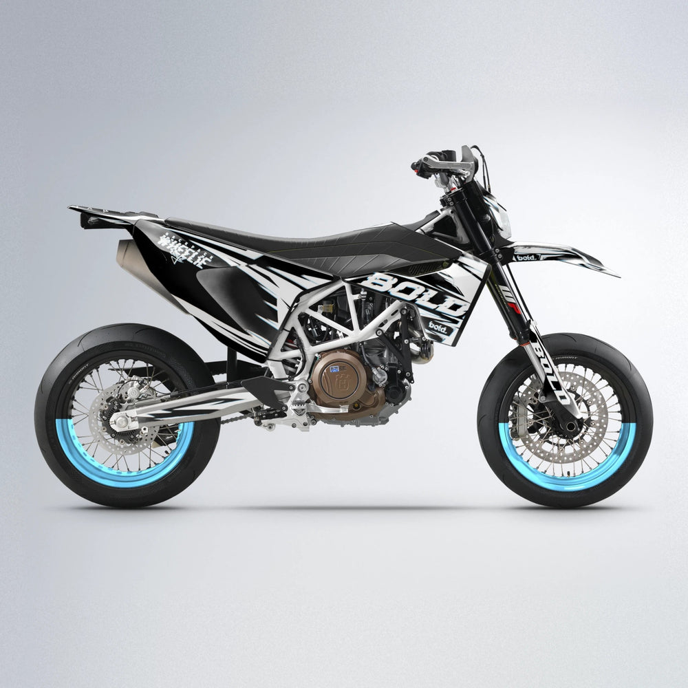 GLITCH Husqvarna 701 supermoto graphics kit in Light Blue & White