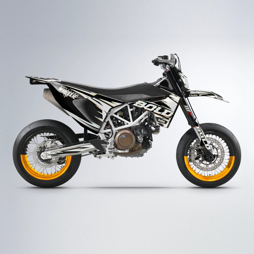 GLITCH Husqvarna 701 supermoto graphics kit in Orange & Yellow