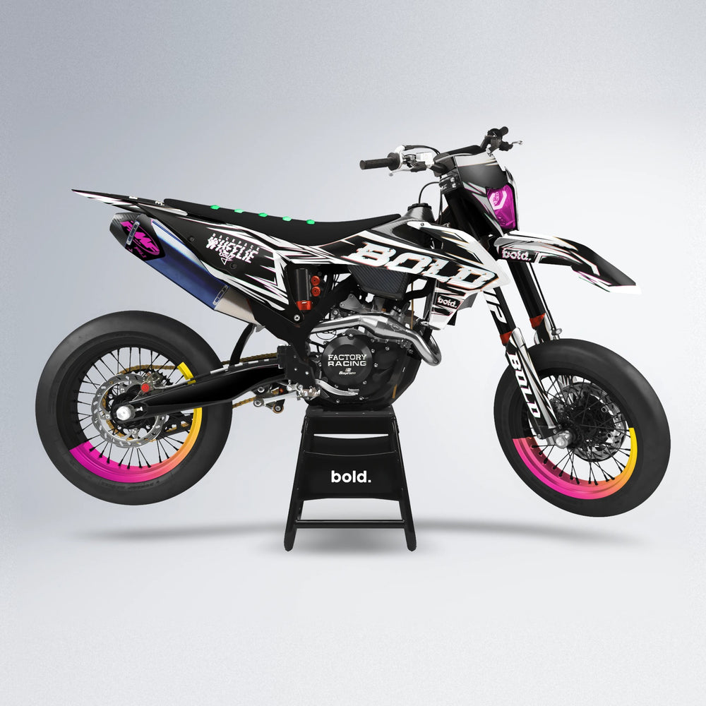 GLITCH supermoto graphics kit in Pink & Yellow