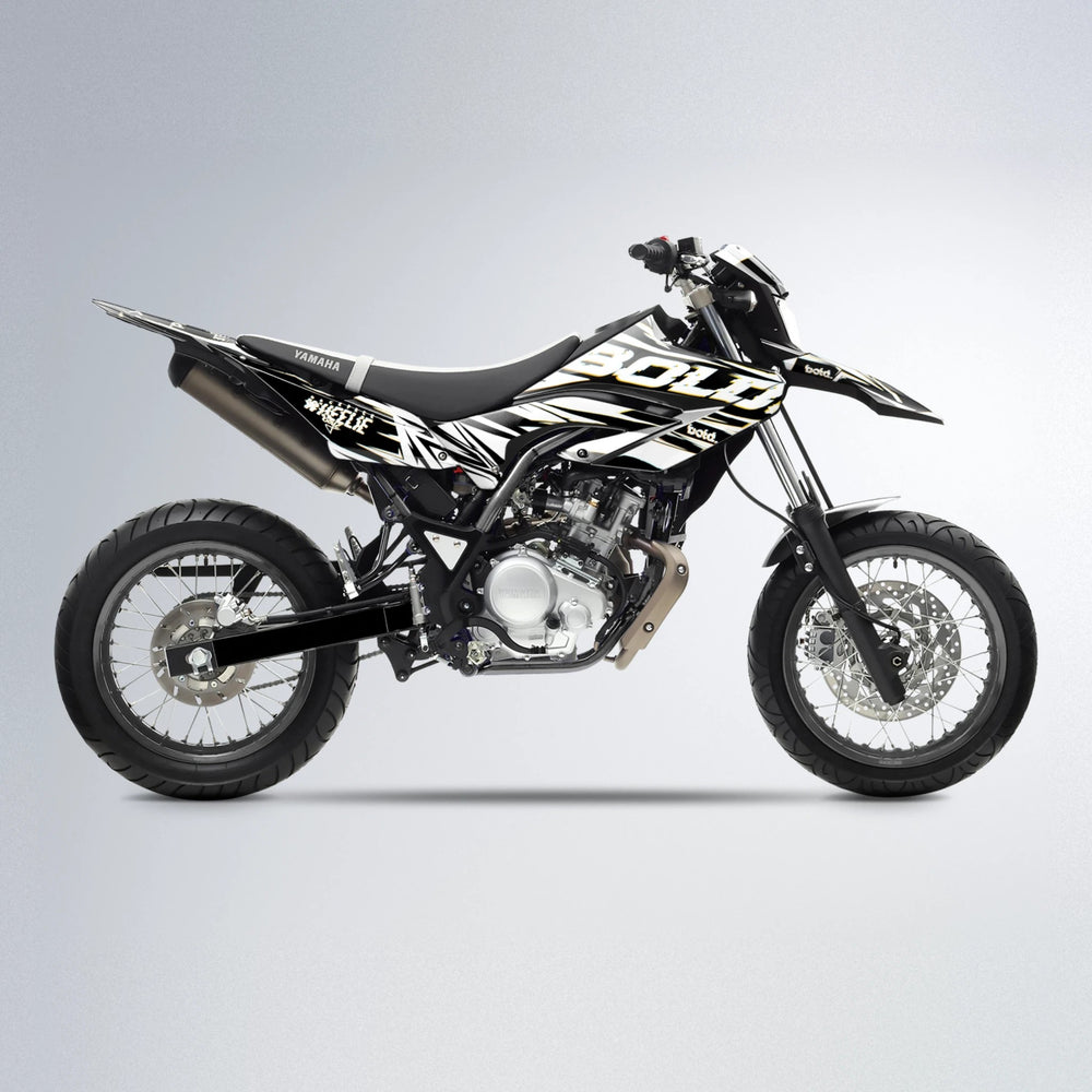 GLITCH Yamaha WR 125X supermoto graphics kit in Orange & Yellow