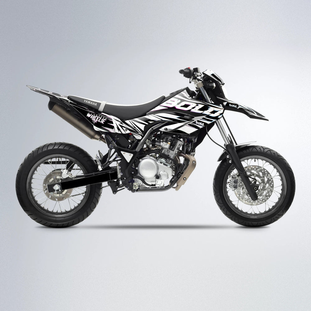 GLITCH Yamaha WR 125X supermoto graphics kit in Pink & Light Blue