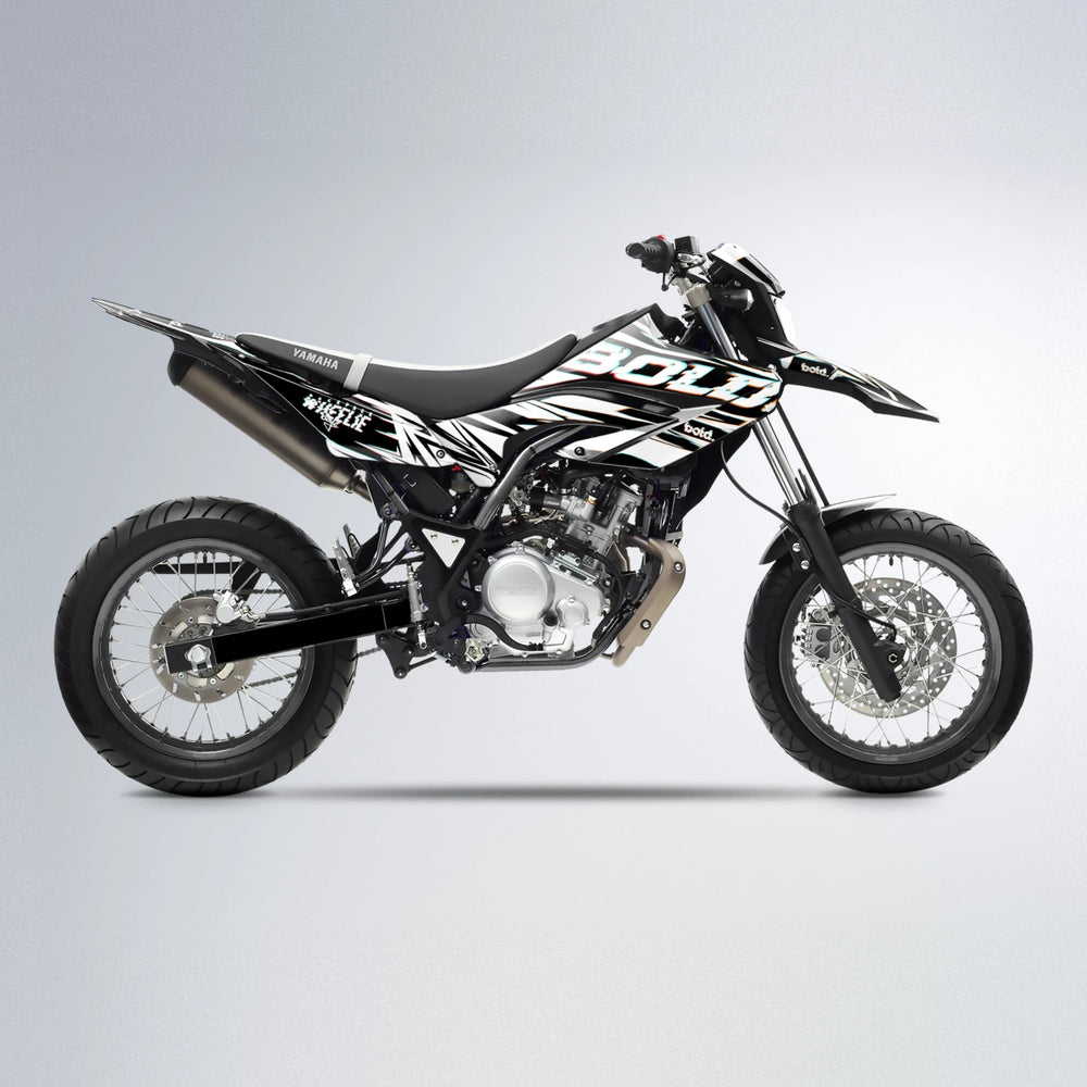 GLITCH Yamaha WR 125X supermoto graphics kit in Red & Orange