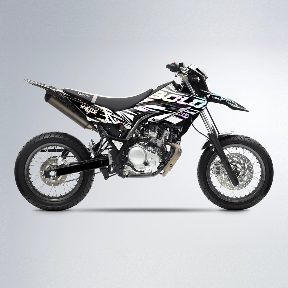 GLITCH Yamaha WR 125X supermoto graphics kit in Sunset Fade
