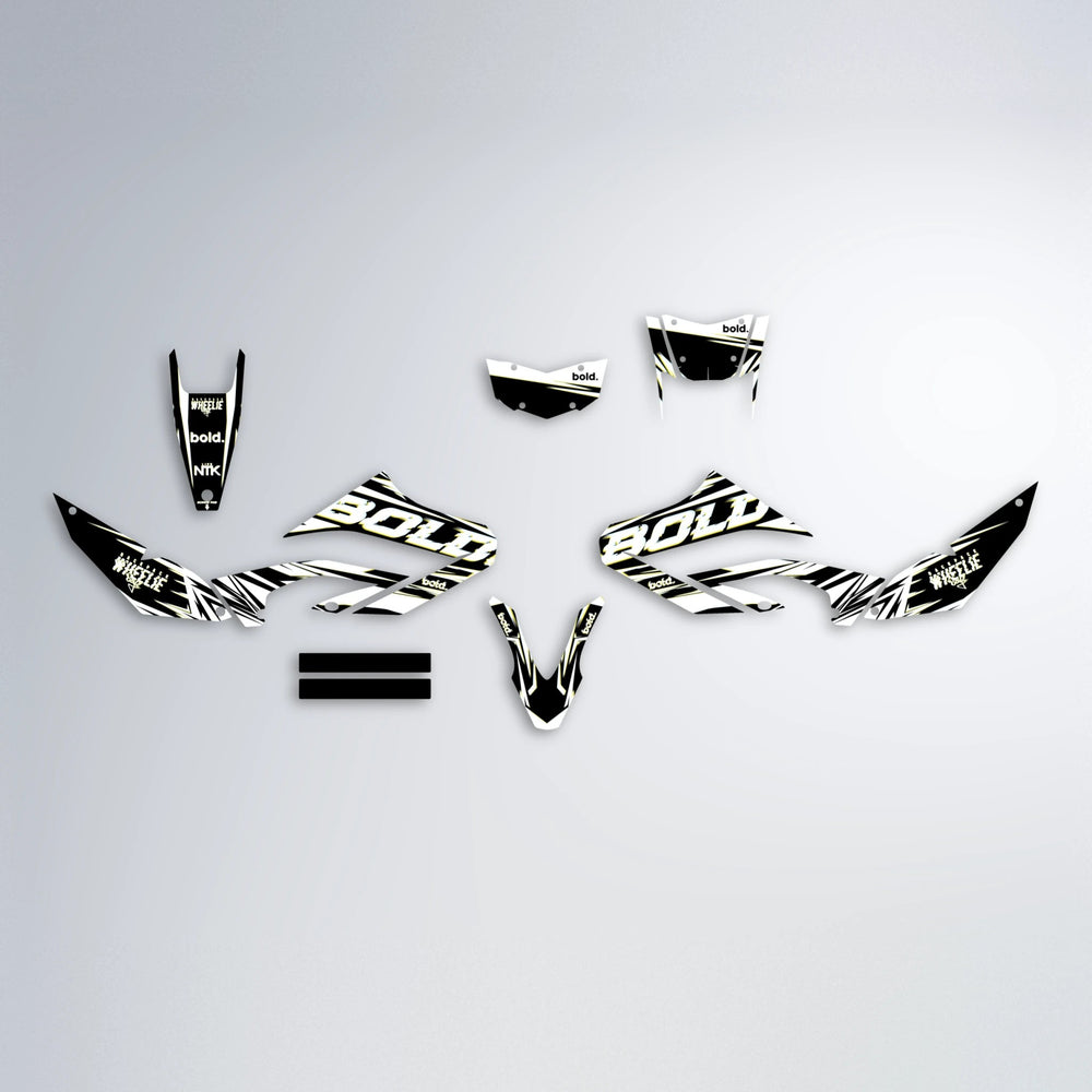 GLITCH Yamaha WR 125X graphics kit parts layout in Yellow