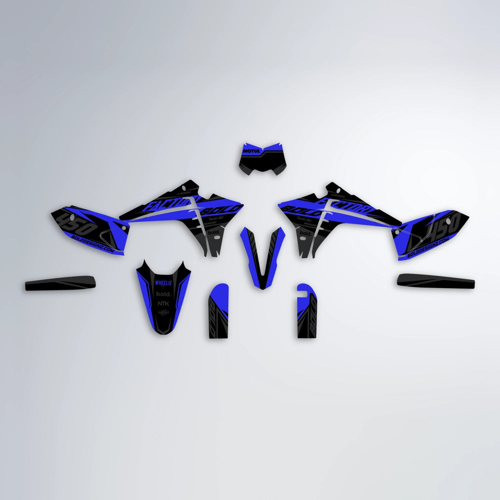 GLOBBY Fantic graphics kit parts layout in Blue
