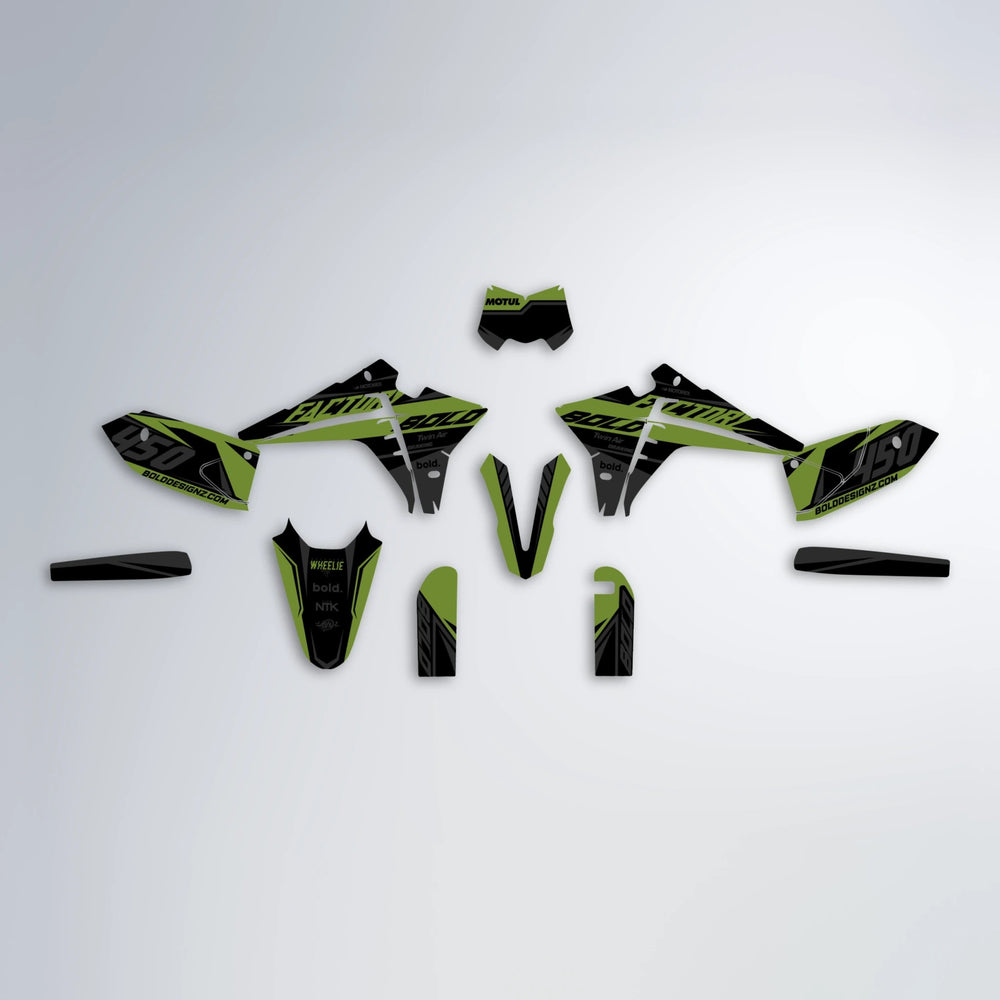 GLOBBY Fantic graphics kit parts layout in Olive